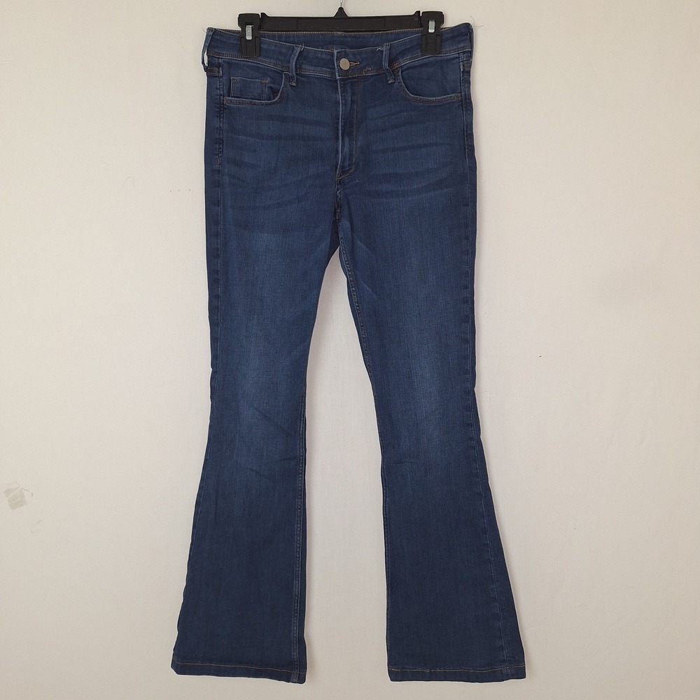 Y2K Boho Bohemian Denim Jeans Minimalist &Denim H&M Mini Flare Waist Dark Wash 8